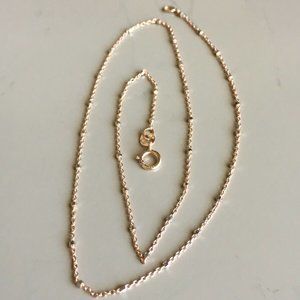 14 Karat Rose Gold Chain with White Gold Beads 14 Inch Long Avg 1.3 gram